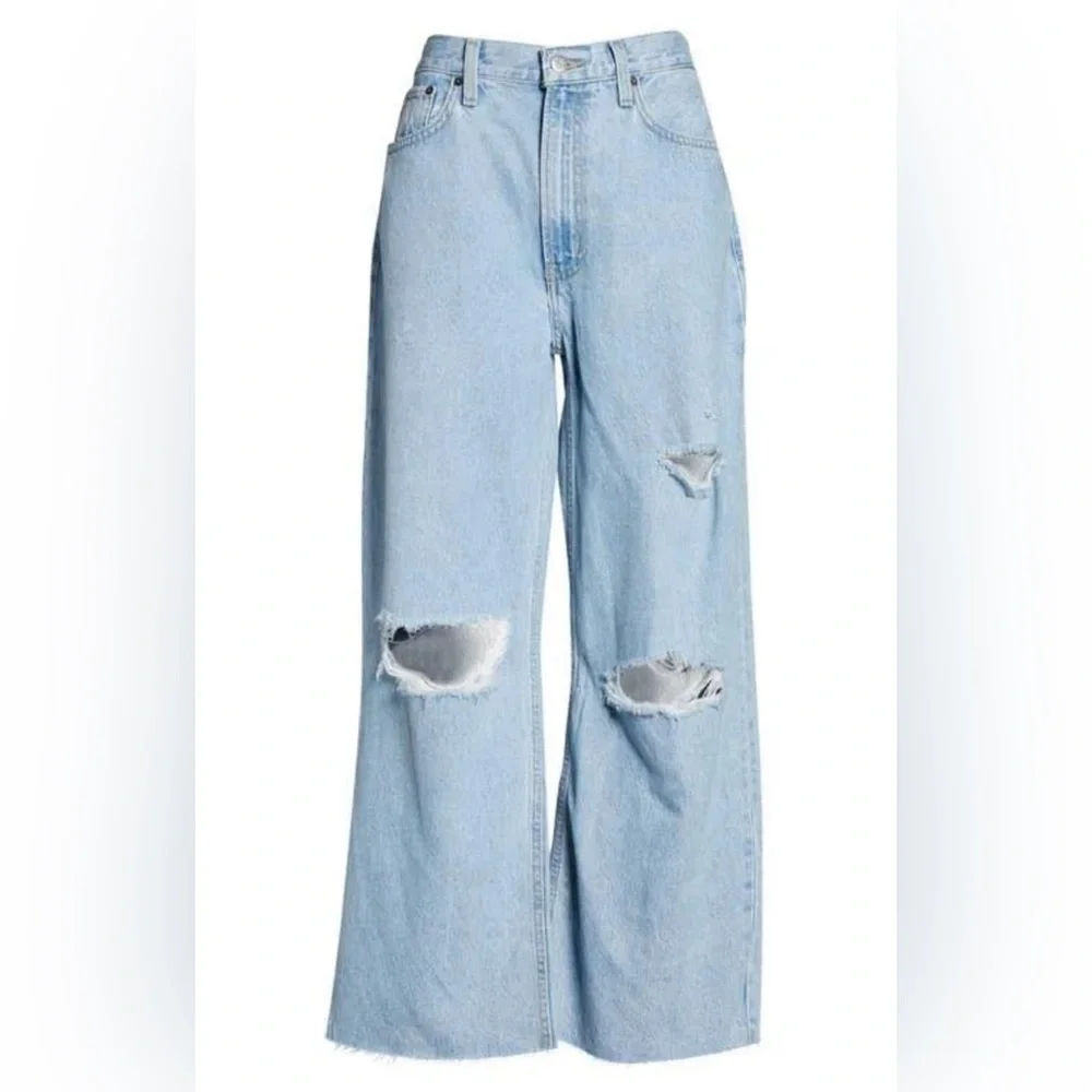 NWOT ETICA DEVON HIGH WAIST WIDE LEG DISTRESSED JEANS SIZE 30 - Picture 1 of 10